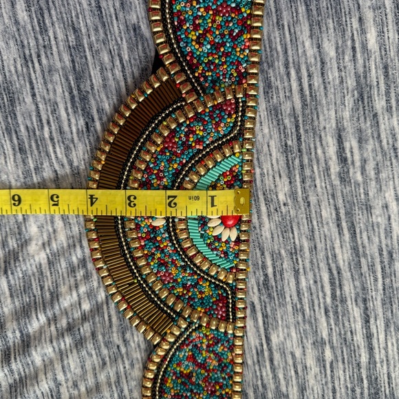 Beaded Rainbow Mosaic Trim - Turquoise, Red, Gold